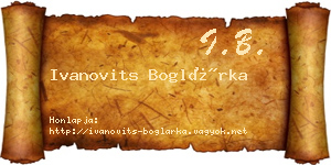 Ivanovits Boglárka névjegykártya